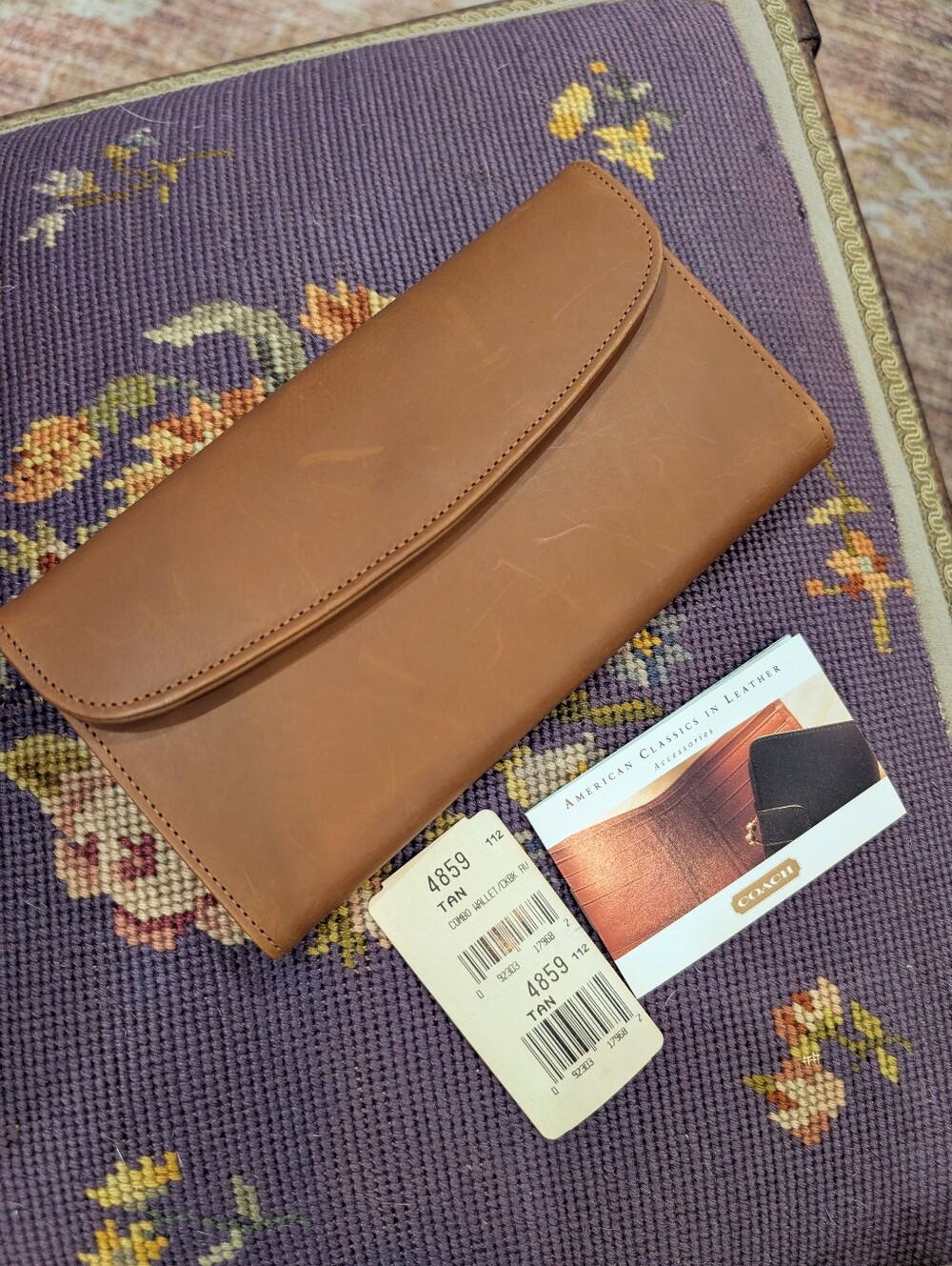 Vintage 90s Coach 4859 Combo Wallet Checkbook Holder Tan Brown Soft Leather